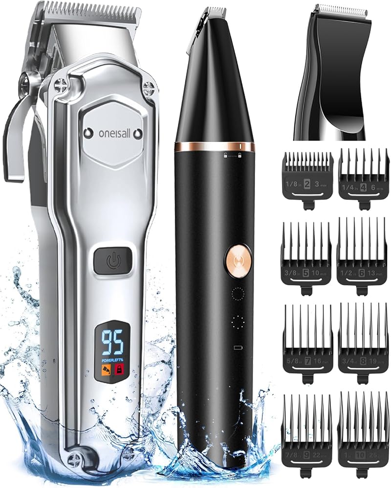 oneisall Dog Clippers 3 in 1 Grooming Kit, IPX7 Waterproof, Low Noise