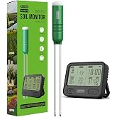 Dr.meter 4-in-1 Soil Moisture Meter 300ft Wireless Soil Tester Sensor | Temperature/Light/Time/Soil Hygrometer Monitor with Digital LCD Display for Indoor Outdoor Plants Garden Lawn Gardening Gifts