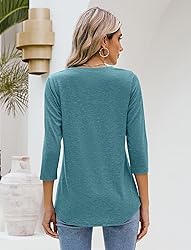 Sherosa Womens Shirts 3/4 Sleeve Casual Solid Color