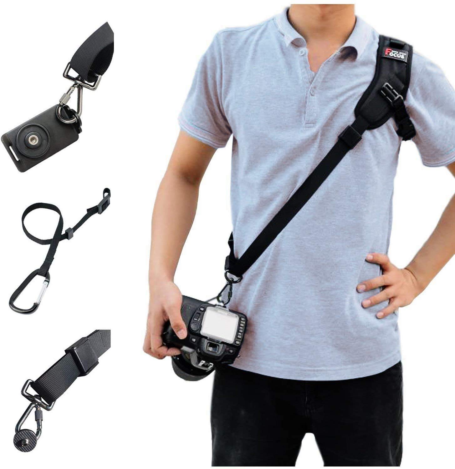 Hossom Camera Shoulder Strap, Camera Strap with Screw Mount, Quick Release, Safety Tether, Camera Neck Strap, Camera Strap for DSLR SLR Camera