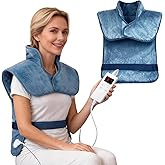 Heating Pad for Neck and Shoulders, Back Pain Relief, Electric Heating Pads with 6 Heat Levels & 4 Time Settings, Auto Shut-Off, Gift for Mom and Dad