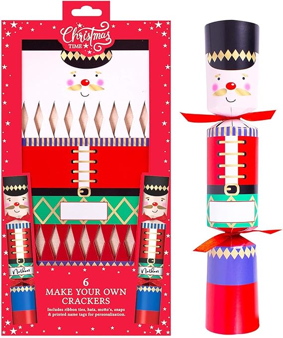 6 x Make Your Own Christmas Crackers Nutcracker DIY Kit Children Kids