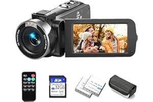 Rumyums Video Camera Camcorder Ultra HD 2.7K 42MP Digital Cameras Recorder for YouTube TikTok 3 Inch 270 Degree Rotation Screen 18X Zoom Vlogging Camcorders with 2 Batteries Inculde 32GB SD Card