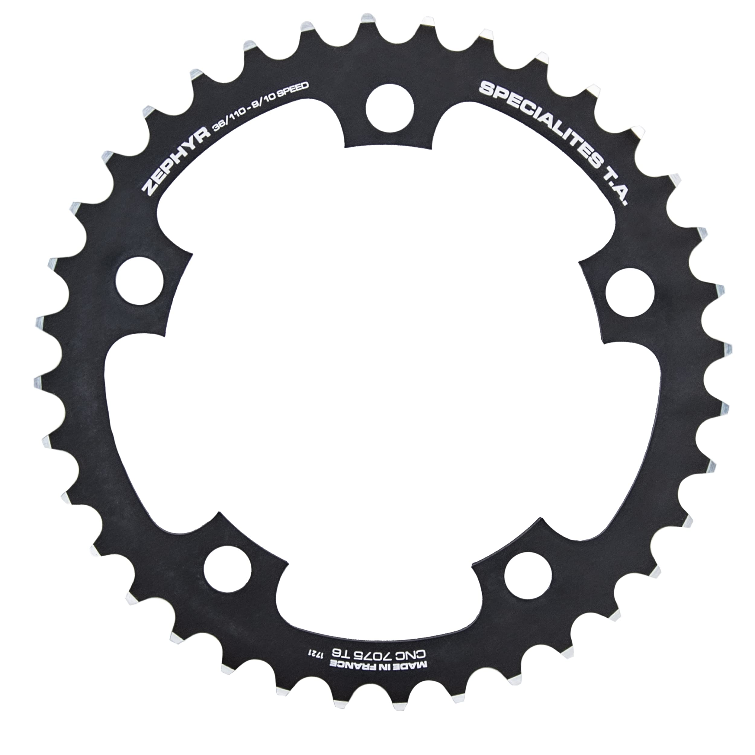 Spécialités TA Zephyr Compact 110pcd 5 Arm 9/10/11 Speed Inner Chainring, 36t, Black