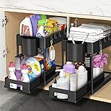 2 Pack Under Sink Organizers and Storage With Sliding Storage Drawers Basket,2 Tier Bathroom Organizer Under Sink,Kitchen Cab