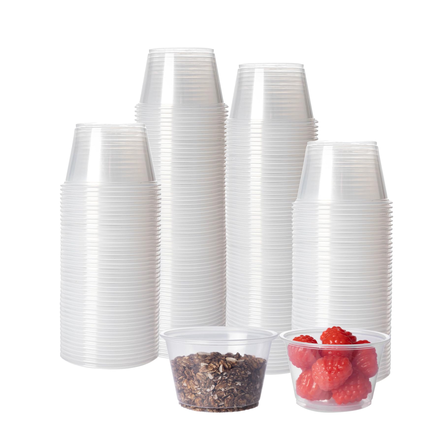 Photo 1 of HOMIP 200Pcs 4oz Disposable Plastic Portion Cups (No Lids), Small Mini Sauce Cups for Portion Control, Salad Dressing Cups, Airtight and Stackable Condiment Cups for Party, Holiday and Daily Use