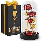 Kotko Rose in Glass Dome – Beautiful Glass Rose Flower Lights, for Women, Gifts for Mom, Romantic Occasions, Mother's Day, Women's Day – Home Decor | Flowers Roses with LED Light
