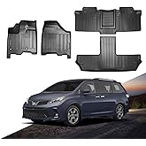 Fit for Sienna 2013-2020 Floor Mat 3 Rows Liners All Weather Custom Black TPE Car Mats Compatible for Toyota Sienna 2013 2014 2015 2016-2020 Accessories 1st, 2nd and 3rd Row(7 Passenger Model)