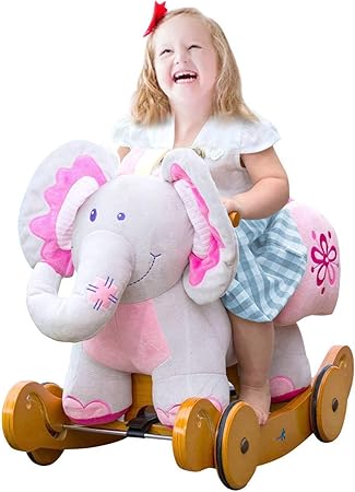 pics Best Rocking Horse For 1 Year Old Uk labebe baby rocking horse child elephant rocker with wheels pink plush ride on toys for 1 3 year wooden riding toy for kid toddler infant