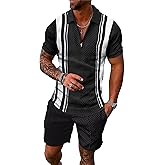 BIRW Men‘s Track Suits 2 Piece Summer Short Sets Outfits Fashion Polo Shirt Casual Short Sleeve and Shorts set