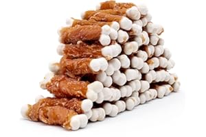 MON2SUN Dog Treats, Chicken Wrapped Calcium Bones Without Rawhide, 2.3 Inch Training Treats for Teeth Cleaning and Fresh Breath, Chews for Puppy and Small Dogs (56 Count - Pack of 1)