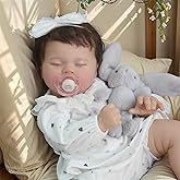 SCOM Reborn Baby Dolls Girl - 20 Inch Realistic Sleeping Newborn Baby Doll, Lifelike Handmade Soft Weighted Cloth Body Reborn Doll, Advanced Painted Gift Set for Kids Age 3+