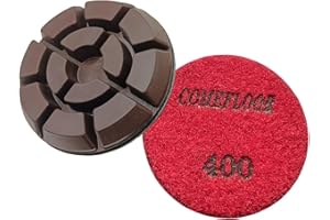 COMEFLOOR Diamond Floor Polishing Pads, 3 Inch Resin Bond Hook and Loop Polishing Pucks for Concrete, Terrazzo, Marble, Granite, Grit 400, 3PCS