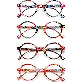 YTDBNS Retro Round Reading Glasses for Women/Men, 4 Pack Lightweight Blue Light Blocking Readers