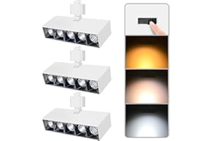 Arcfox 12W 3 Color Array Bright LED Track Lighting Head H Type 2700k 4000k 6000k Multi-Angle Rotation Ceiling Track Light Fixture Dimmable White for Store Gallery Office 3 Pack 24° Beam Angle