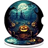 Cup Holders Car Coasters - Halloween Night Pumpkins Absorbent Ceramic Coaster, Drink Cup Holder Coasters, Auto Accessories for Women & Men, Pack of 2