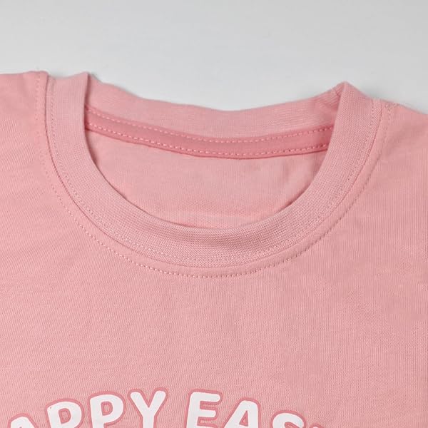 MUJOQE BABY GIRL EASTER SHIRTS TODDLER BUNNY OUTFITS SHORT SLEEVE KIDS EASTER EGGS T-SHIRT COTTON TOP 2 YEARS