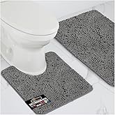 GORILLA GRIP Bathroom Rug Sets, Soft Chenille 2 Piece Area Rugs Set, Toilet Base Mat and 30x20 Carpet, Absorbent Microfiber Washable Mats Dry Quickly, Home Décor and Bath Room Accessories, Grey