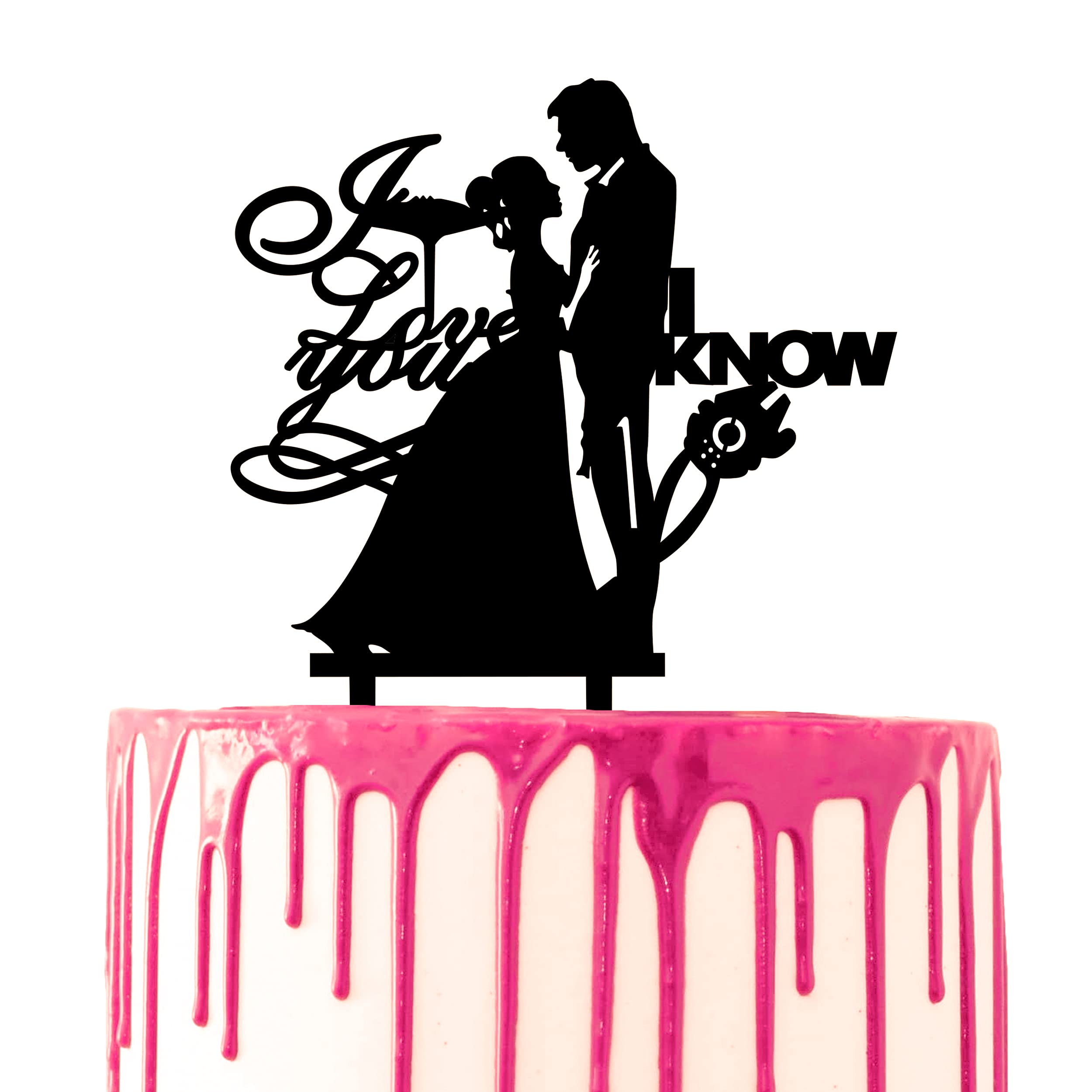 CARISPIBET "I love you!" "I know" Wedding cake topper theme party cake acrylic silhouette decorative scifi fantasy movies inspired