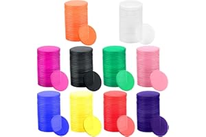 Coopay 200 Pieces 10 Colors 1-1/5 inch Plastic Learning Counters Disks Bingo Chip Counting Discs Markers for Math Practice and Poker Chips Game Tokens