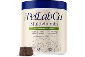 PetLab Co. 22 in 1 Dog Multivitamin - Support Dog's Immune Response, Skin, Coat, Joints & Overall Health - Vitamins A, E, D, B12, Minerals, Antioxidants - Chewable Pork Flavor - Packaging May Vary