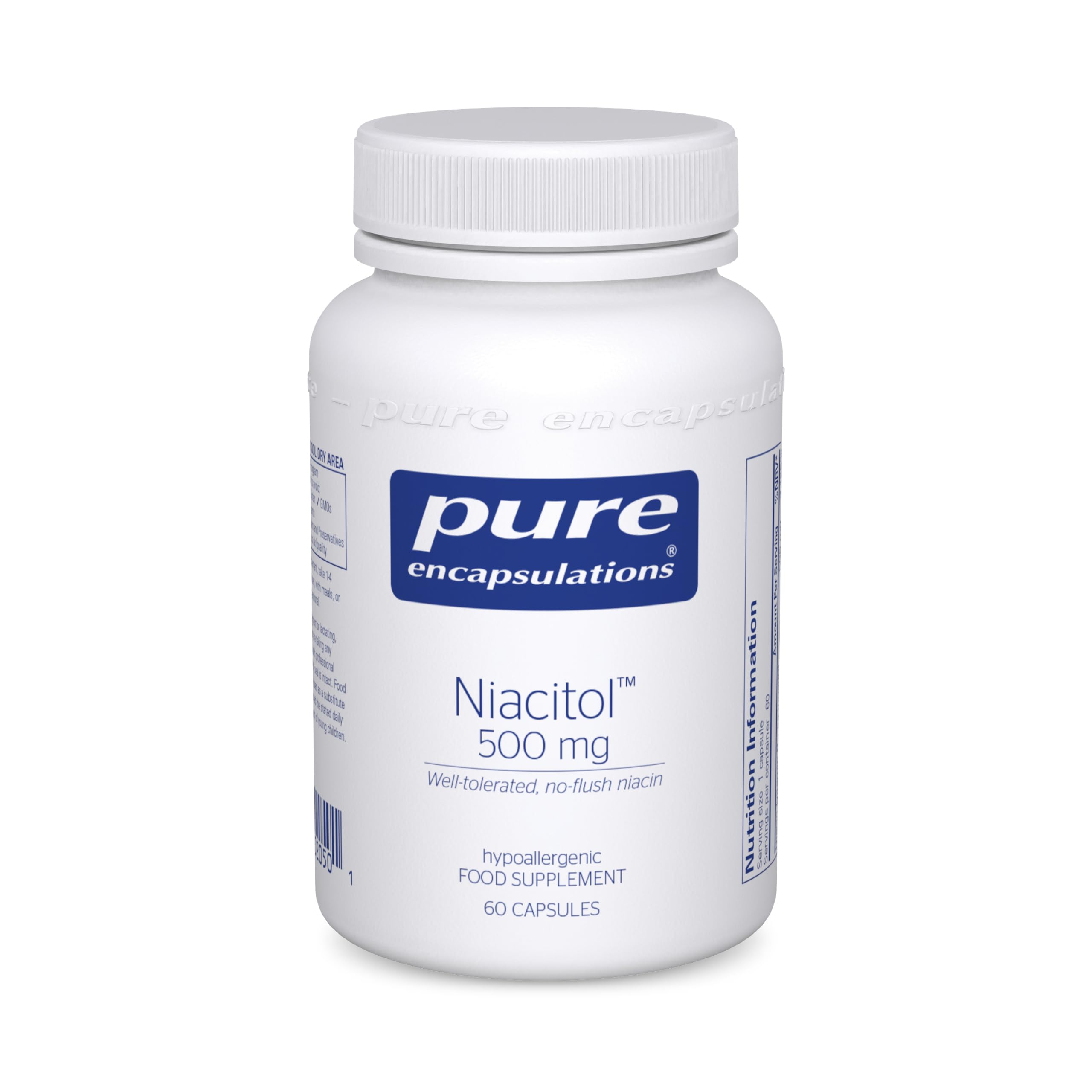 Pure Encapsulations Niacitol (Vitamin B3) 500mg - Niacin Supplement for Metabolism Support, Tiredness and Fatigue - 60 Vegetarian Capsules