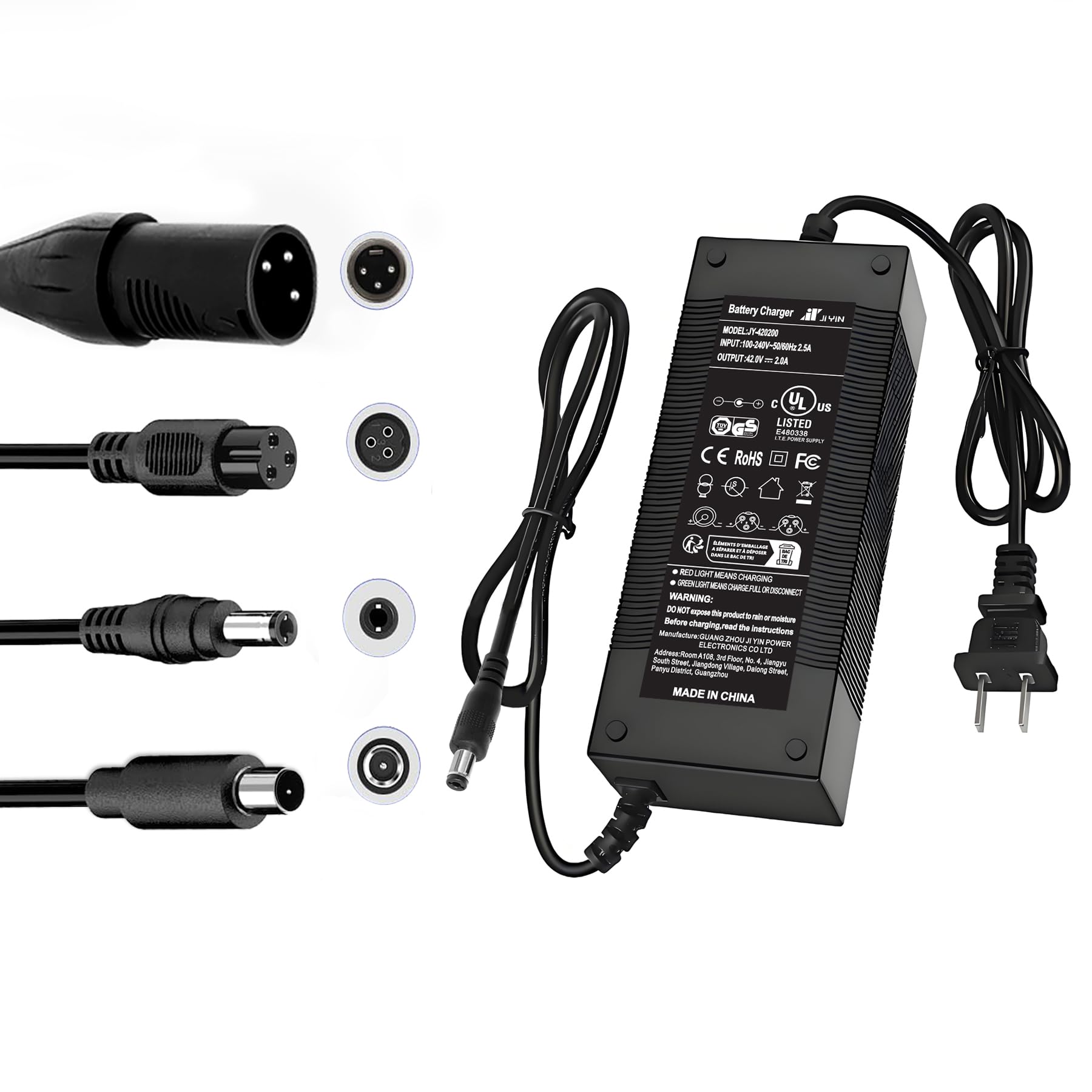 Photo 1 of Brokeir UL Listed 42V 2A Replacement Electric Scooter Charger for 36V Hoverboard Charger with 5 Plugs, Compatible with GOTRAX/ninebot/Jetson/Voyage Scooter Power Adapter