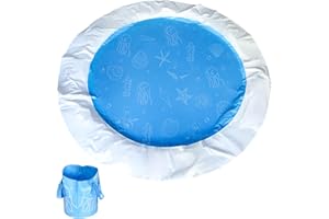 BLUAQUA Beach Puddle Pool for Toddler 6.5FT - Baby Sand Play Mat 2-in-1, Foldable with Carry Bag, Anchor Pockets & Thick PVC Splash Pad