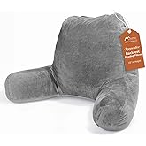 Sasttie Reading Pillows for Sitting in Bed Adult, Velvet Back Pillow Bed Sitting Up, Back-Rest Support Cushion for Sit Up on Couch, Sofa, and Floor, Dorm Essentials, Oeko-Tex Certified, Dark Grey