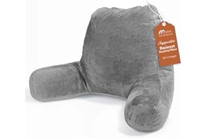 Sasttie Reading Pillows for Sitting in Bed Adult, Velvet Back Pillow Bed Sitting Up, Back-Rest Support Cushion for Sit Up on Couch, Sofa, and Floor, Dorm Essentials, Oeko-Tex Certified, Dark Grey