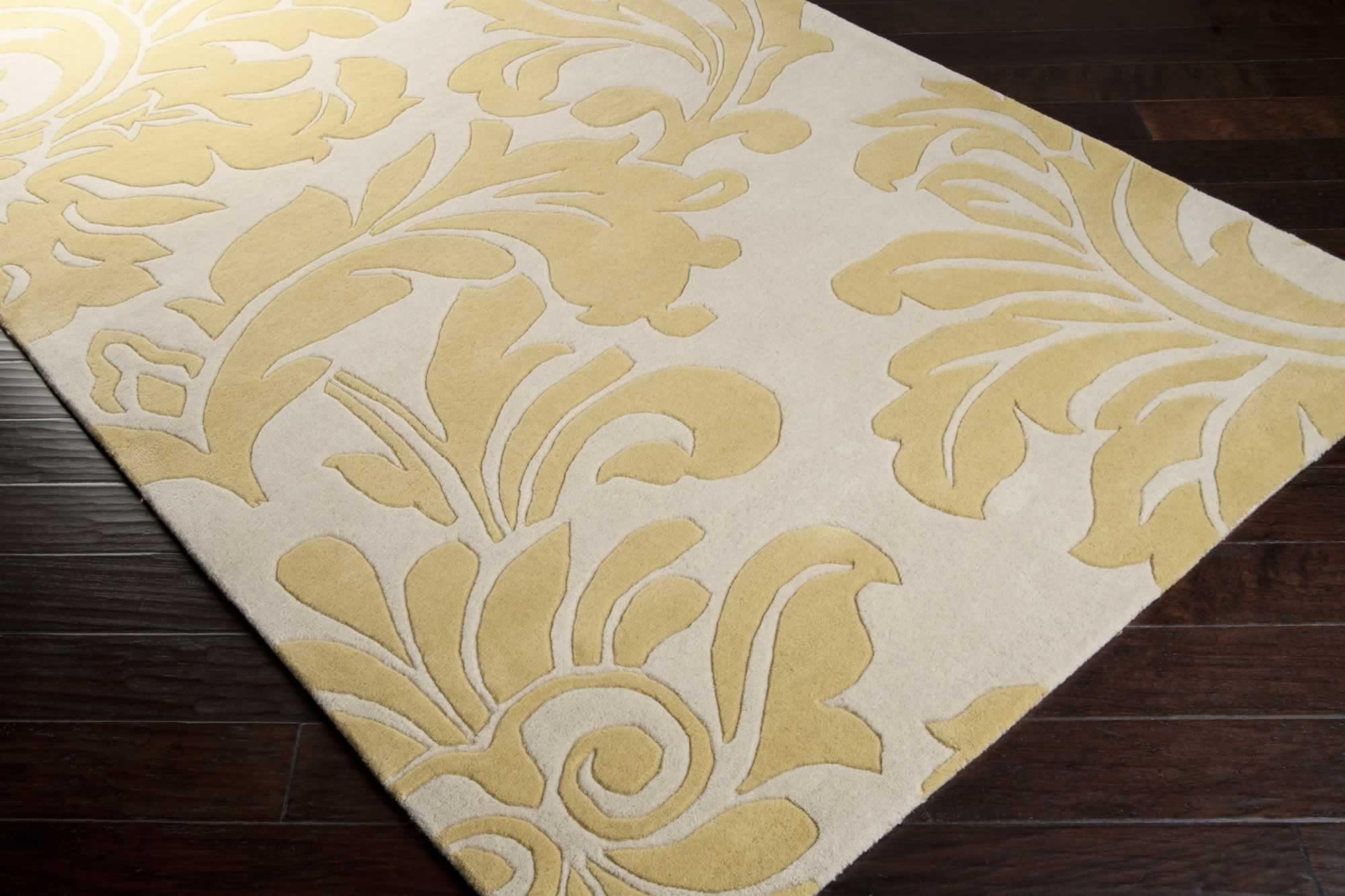 Contemporary Area Rug. Beige, Yellow 6' x 9' Oval
