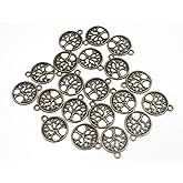 Ruwado 30 Pcs Tree of Life Charms Round Metal Pendant Beads Antique Jewelry Finding for DIY Craft Art Supplies Necklace Bracelet Necklace Earring Keychain Jewelry Making Accessories