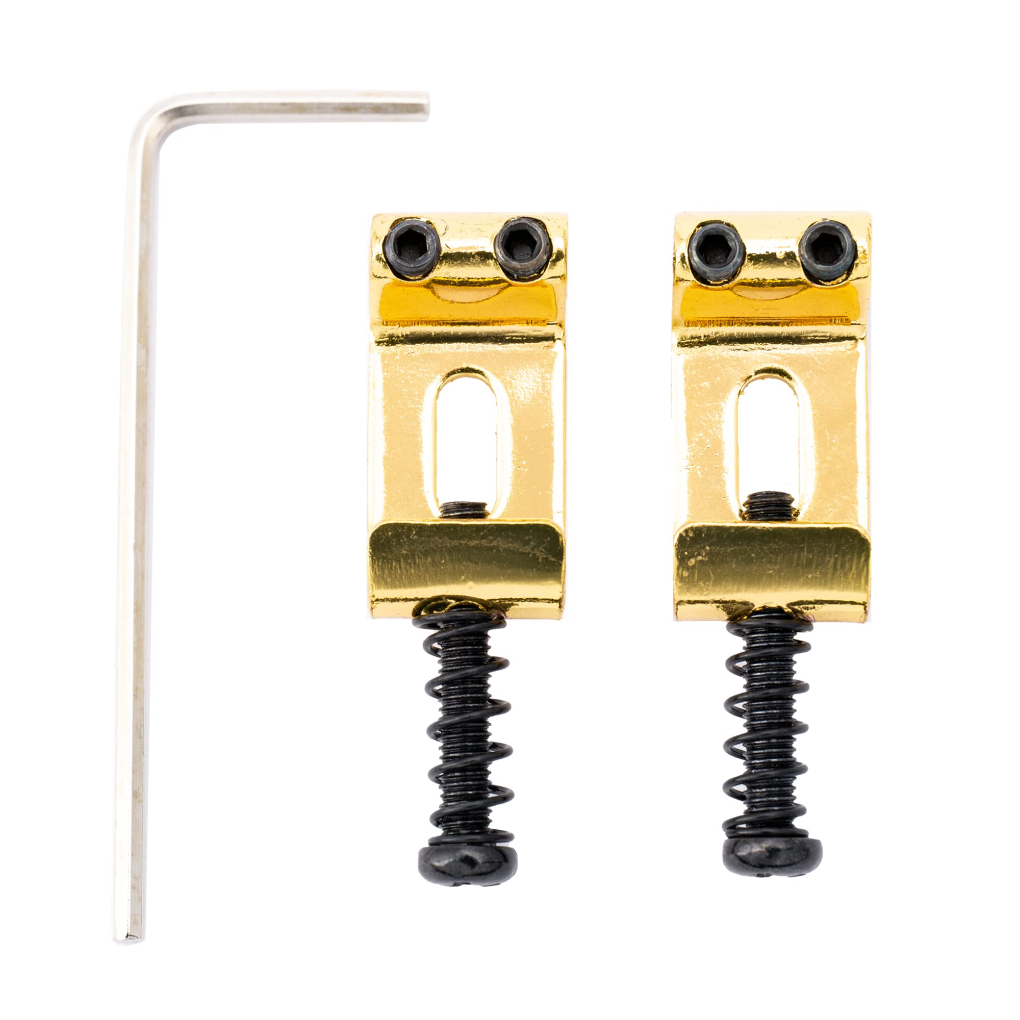 Musiclily Pro 10.5mm Vintage Steel Saddles for Strat Style Electric Guitar Wilkinson M Series Bridge, Gold (Set of 2)