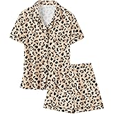 Umeyda Girls & Women Pajamas Set Soft Short Sleeve Pjs Set Button-Down Sleepwear Nightwear Loungewear