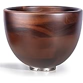 ADVANCEDSIL Premium Walnut Wood Mixing Bowl Compatible with 4.5 & 5 QT Tilt-Head Models – Natural True Walnut Wooden Bowl wit