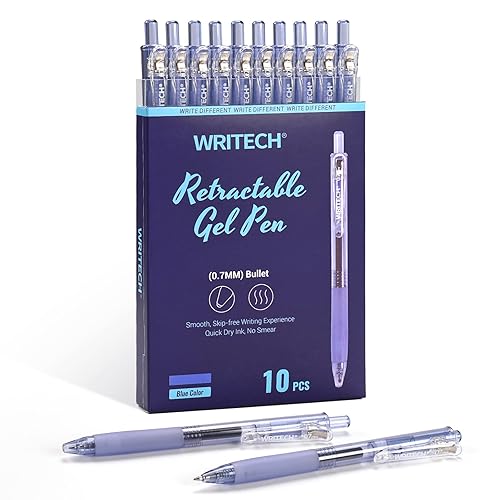 WRITECH Retractable Gel Ink Pens: Medium Point Blue-Ink Color Pen for  Journaling Smooth Writing Fine Tip Quick-dry Ink No Bleed Set 10ct in