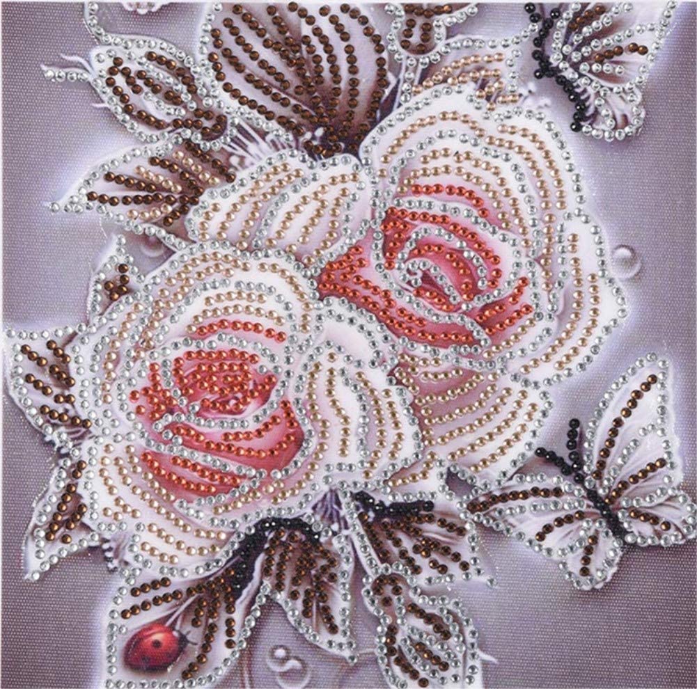 ABEUTY Diamond Painting DIY 5D Special Shape Rhinestones, Yellow Vintage Flower, Partial Drill Crystal Diamond Art Kits