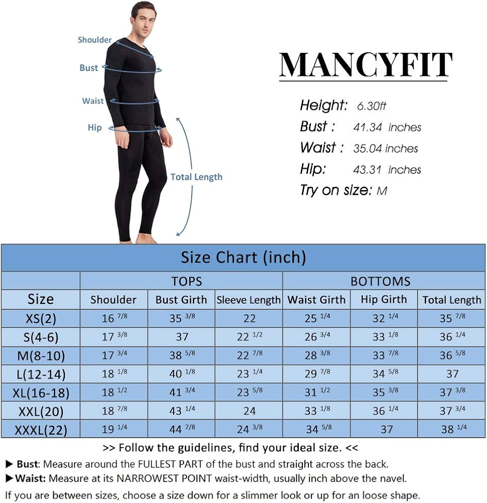 MANCYFIT Thermal Underwear for Men Long Johns Set Fleece Lined Ultra Soft at  Men’s Clothing store