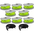 KEYHAO WA0014 Trimmer Line Replacement Spools, for Worx WA0014 WG168 WG184 WG190 WG191 Weed Eater String Edger Spool Line Refills Parts Auto-Feed 20 ft 0.080" with WA0037 Cap Covers (8 spools,2 Cap)
