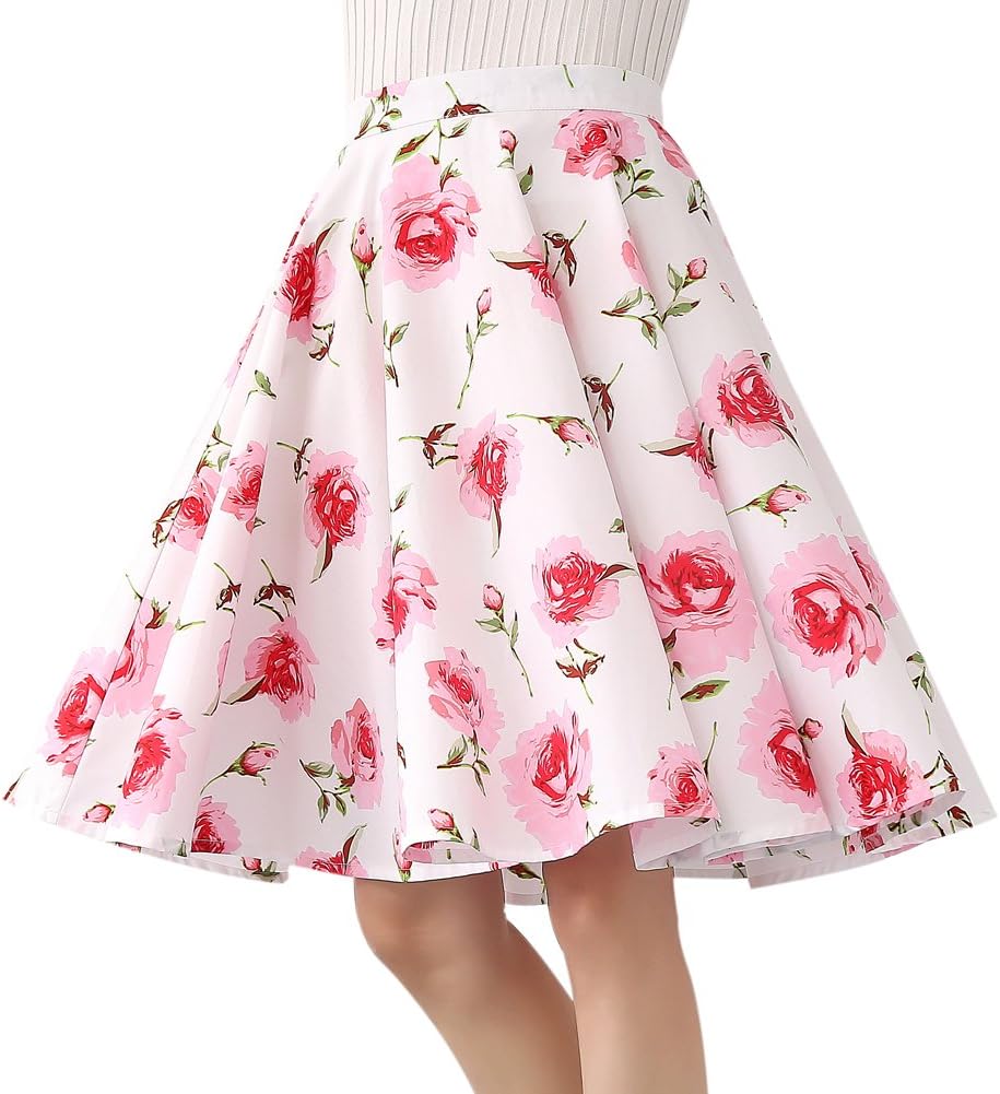 FiftiesChic Women's Polka Dot Floral 50s Retro Cocktail Skirt
