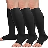 Sooverki Copper Compression Socks for Women & Men Open Toe 15-20mmHg is Best Support for Circulation Recovery All Day Wear
