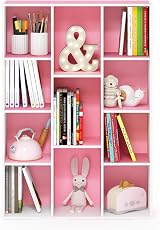 Furinno LUDER 11-Cube Bookshelf White Pink 73.9x105.9x23.9 cm Reversible view 4
