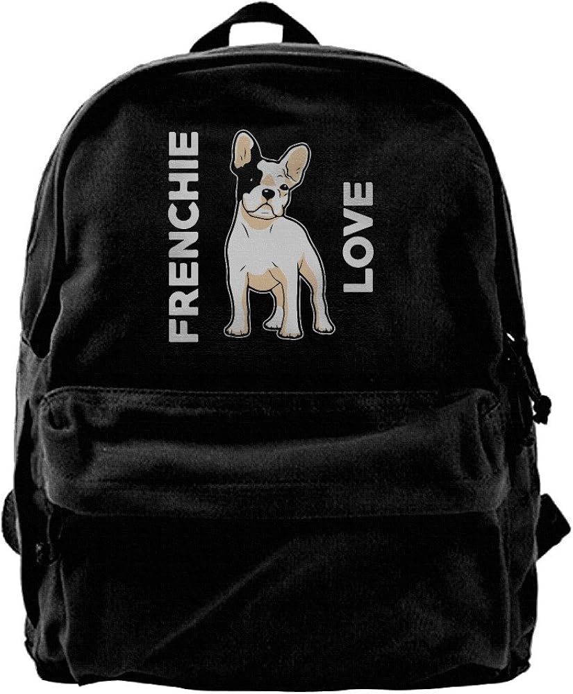 Frenchie Love Cute French Bulldog Canvas Backpack Travel