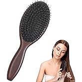 No Shampoo Hair Brush for Fine Thin Hair, Soft Bristle Scalp Massage Comb, Natural Wood Medium Multifunctional Massager for Women Men Oily Hair Care Cleansing Growth Enhance Shine Texture, Slick Back