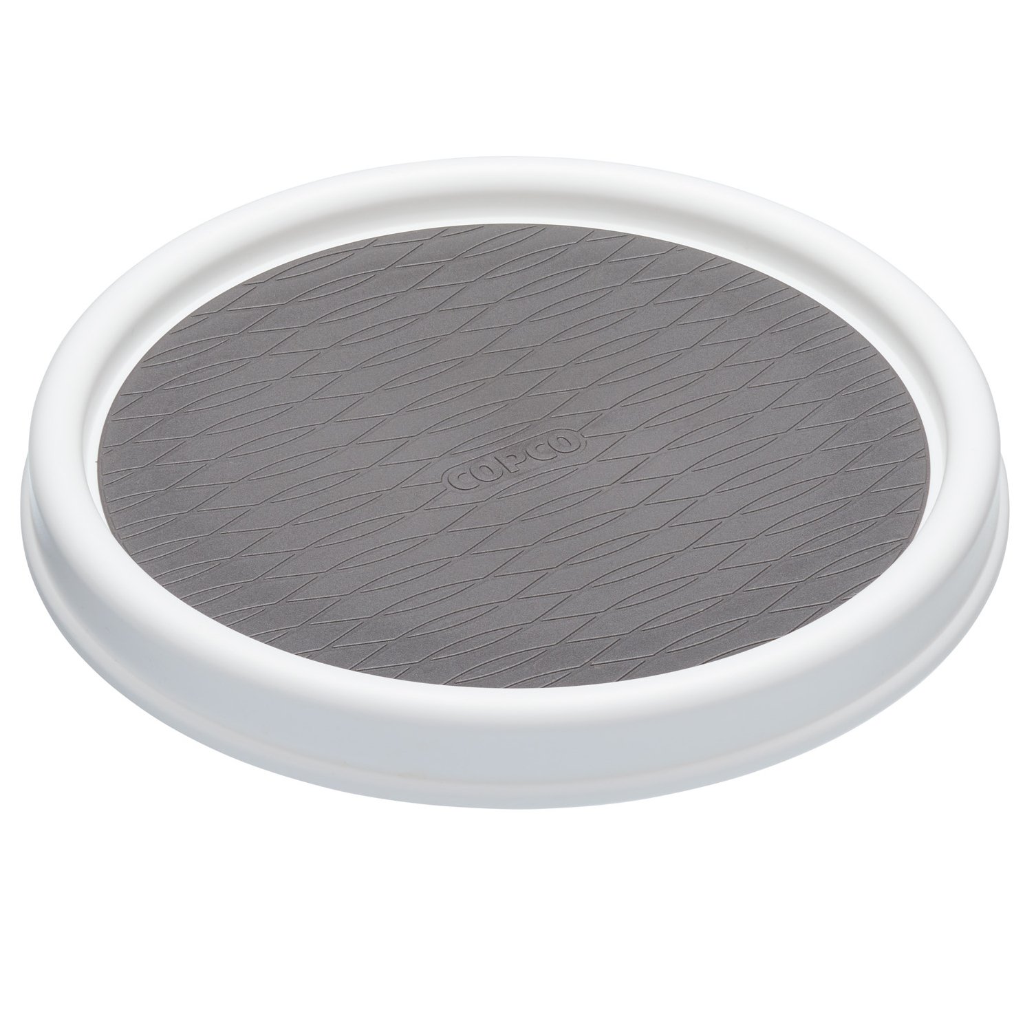 Copco Basics Plastic Lazy Susan-Style Kitchen Worktop and Shelf Organiser, 23 cm, White/Grey