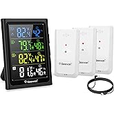 Geevon Weather Stations Wireless Indoor Outdoor Thermometer with 3 Outdoor Sensors, Large LCD Display Digital Temperature Hum