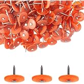 100 Pack - Round Plastic Cap Nail 1 Inch Roofing Nails Galvanized Tar Paper Nails for House Wrap Fastening Foam Board Roofing Felt Insulation Film (100)