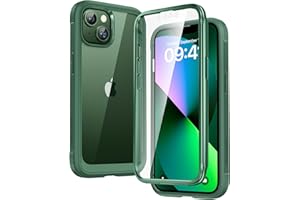 Diaclara Designed for iPhone 13 Case, Full Body Rugged with Built-in Touch Sensitive Anti-Scratch Screen Protector, Soft TPU Bumper Case for iPhone 13 6.1" (Green)