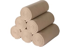 CAI TENG Fleece Throw Blanket Bulk Pack of 6 Lightweight Warm Throws Soft Cozy 50 x 60 inch Pet-Friendly Khaki