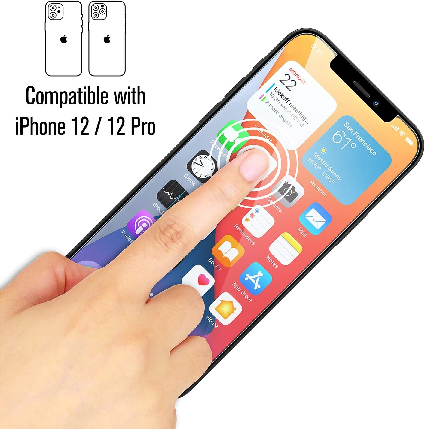 Catalyst Designed for iPhone 12/12 Pro Tempered Glass Screen Protector with Cleaning Pad, Shatter Proof - Image 3